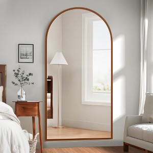 Solid Wood Straight Edge Right Angle Rectangle Peach Full-Length Mirror 180x90x2cm (No Stand) - 1 of 3