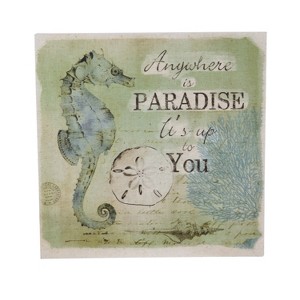 Beachcombers Paradise Canvas Coastal Plaque Sign Wall Hanging Decor Decoration For The Beach 11.75 x 11.75 x 1 Inches. - 1 of 2