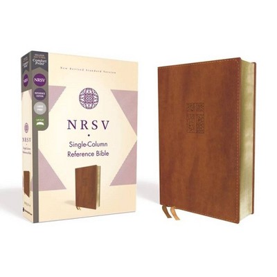 Nrsv, Single-Column Reference Bible, Leathersoft, Brown, Comfort Print - by  Zondervan (Leather Bound)