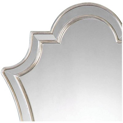 Elegant Transitional 27x43 Frameless Mirror with Antiqued Silver Finish