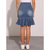 INSPIRE CHIC Women's High Waist Ruffled Hem Bodycon Fishtails Denim Midi Skirt - 3 of 4