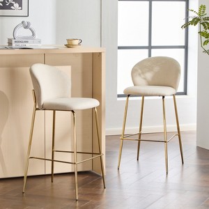 Christopher Knight Home Valeska Contemporary Upholstered Bar Stool with Gilded Metal Legs (Set of 2) - 1 of 4