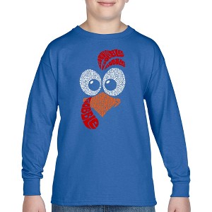 LA Pop Art Turkey Face - Boy's Word Art Long Sleeve T-Shirt - 1 of 4