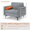 Costway Set of 2 Accent Armchair Single Sofa w/ Bolster & Side Storage Pocket Ash Grey - image 4 of 4