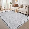 Scalloped Stylish Area Rugs, Non-Slip Short Pile Living Room Rug, Machine Washable for Dining, Bedroom, Home Office - 3 of 4