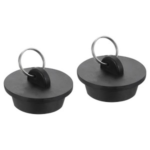 Unique Bargains Rubber Flexible Bathtub Sink Drain Stoppers with Hanging Ring 2 Pcs - 1 of 4