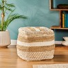 Caiman Boho Handcrafted Fabric Cube Pouf Natural/White - Christopher Knight Home: Striped, Indoor Use, No Assembly Required - 2 of 4