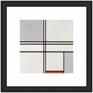 Kate and Laurel Framed Art Piet Mondrian Composition No 1 Gray Red 1935 by The Art Institute of Chicago, 27x27, Oliver Black Narrow - 1 of 4