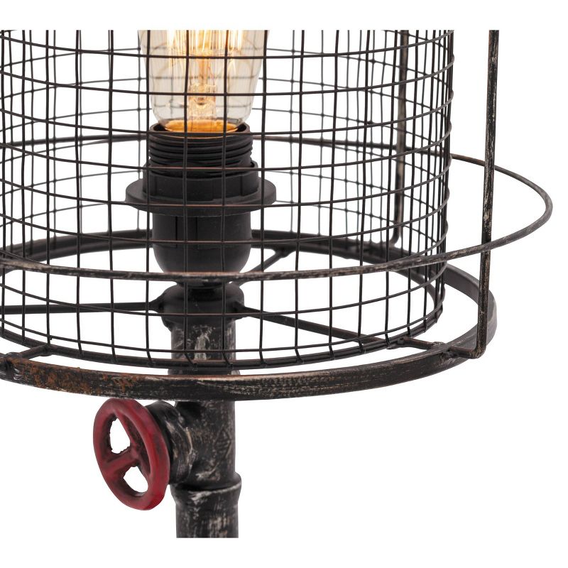 10&#34; x 21&#34; Industrial Accent Lamp with Iron Wire Cage Shade Red/Black - Olivia &#38; May, 4 of 17