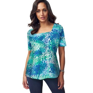 Jessica London Stretch Cotton Square Neck Tee - 1 of 4