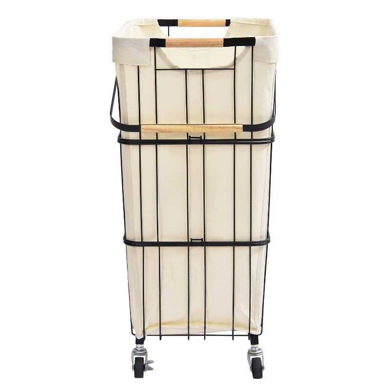 Oceanstar Mobile Rolling Storage Laundry Basket Cart with Handle, 3 of 9