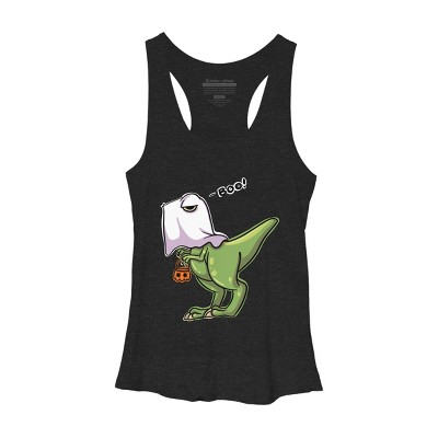 Women's Design By Humans Halloween Ghost Dinosaur By whynot007 Racerback Tank Top