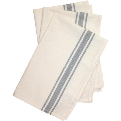 Retro Gray Stripe Cotton Kitchen Dish Towels Set of 3