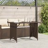 vidaXL Garden Table Black Poly Rattan, Tempered Glass, Powder-Coated Steel - 3 of 4