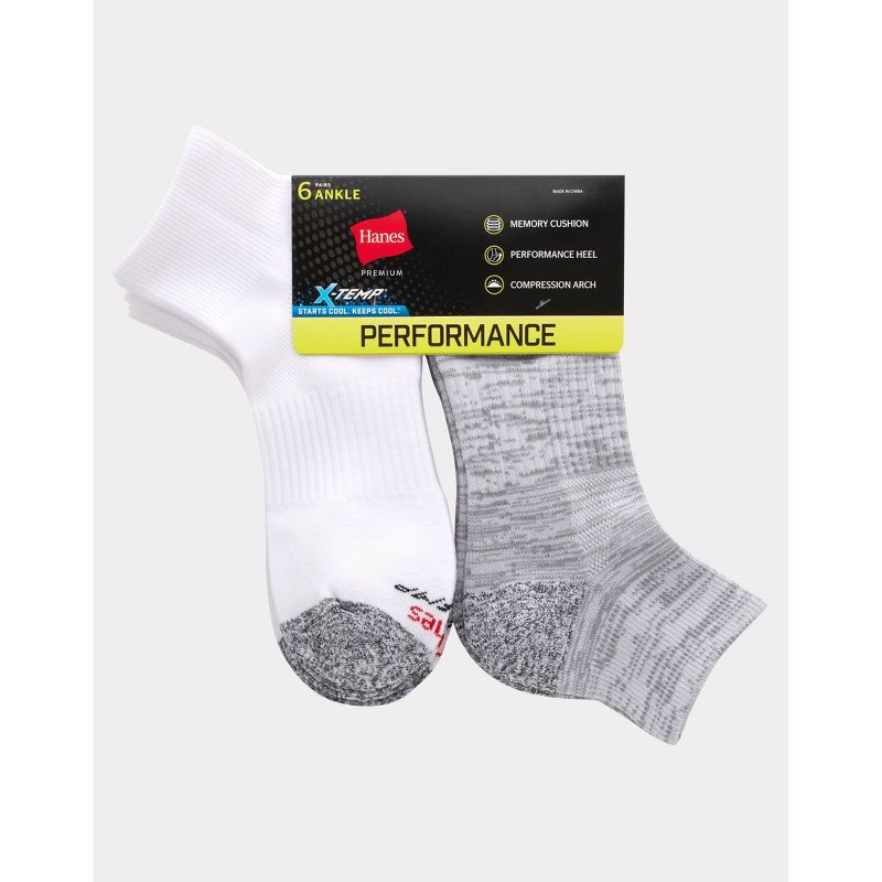 Hanes Premium Men's Performance Filament Ankle Socks 6pk - 6-12, 3 of 4