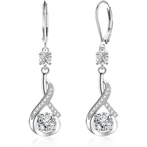 925 Sterling Silver CZ Drop Earrings: Elegant Dangle Earrings for Women - 1 of 4