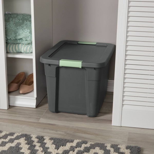 Tote de almacenamiento con cierre de 12 gal - Brightroom™: Contenedor utilitario gris apilable con tapa, organizador portátil universal 8
