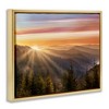 Stupell Industries Sunrise Through Mountain Forest Skyline Floating Frame Canvas Art, Gold, 31" x 25" - 2 of 4