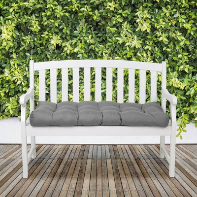 Moon Mist Gray Tufted Polyester Outdoor Bench Cushion