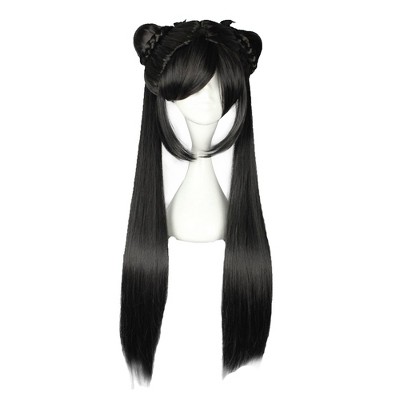 Unique Bargains Women's Wigs 33" Black with Wig Cap