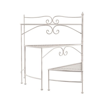 Antique White 3-Tier Wrought Iron Plant Stand