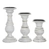 Set of 3 Rustic Pillar Candle Holder White - Olivia & May: Elegant Mango Wood, Sturdy Base, Indoor Use - 3 of 4