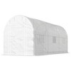 Outsunny 14.6'x6.5'x6.6' Hoop House Greenhouse with 2 Support Rods, Zippered Roll-up Mesh Door, Walk-in Tunnel Greenhouse with PE Cover - 4 of 4
