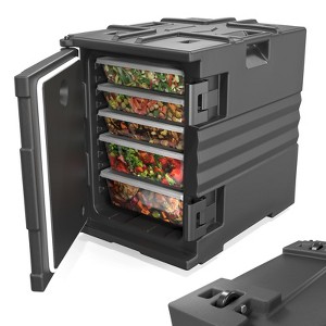 ROVSUN Insulated Food Pan Carrier, Hot Box Food Warmer w/Wheels Double Buckles and Handles, Stackable Hot Boxes for Catering Restaurant - 1 of 4