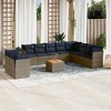 vidaXL 11 Piece Patio Sofa Set with Cushions - Gray Poly Rattan - 2 of 4