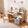 Tangkula Kids Desk & Chair Set w/ Open Shelves Drawer & Fabric Storage Bin - 3 of 4