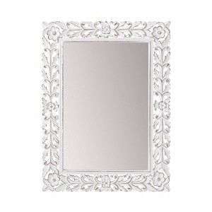 Brewster 24" Calie White Mirror: Farmhouse Style, MDF Frame, No Assembly, Wall Mounted Rectangle Decor - 1 of 4