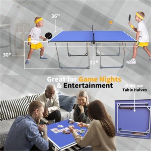 YONWAY 6ft Mid-Size Table Tennis Table Foldable Ping Pong Table Set for Indoor & Outdoor Games with Net,2 Table Tennis Paddles and 3 Balls - 1 of 4