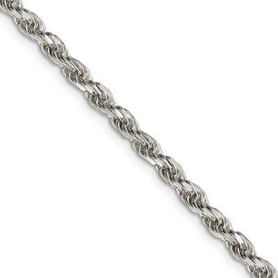 Black Bow Jewelry 3.5mm Sterling Silver, Diamond Cut Solid Rope Chain Necklace