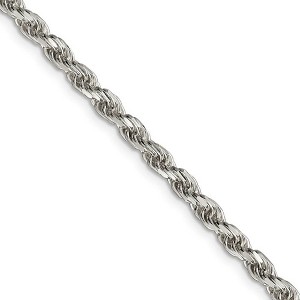 Black Bow Jewelry 3.5mm Sterling Silver, Diamond Cut Solid Rope Chain Necklace - 1 of 4