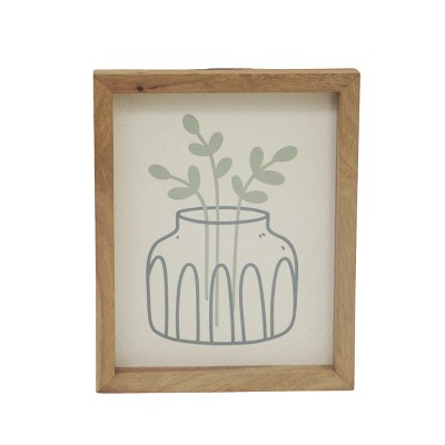 VIP Wood 10 in. White Pot and Flower Sign