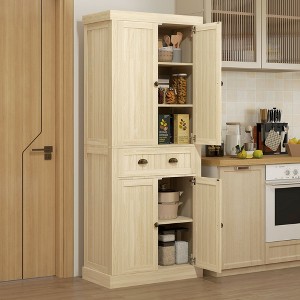 NicBex Storage Buffet Cabinet 72" Freestanding Kitchen Pantry Floor Sideboard Cabinet with 4 Soft-Close Doors, Drawer and Adjustable Shelves - 1 of 4