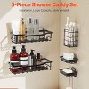 Angel Sar Shower Caddy 5-Pack, Adhesive Bathroom Shower Storage Shelves with Soap Holder and Toothbrush Holder - 3 of 4