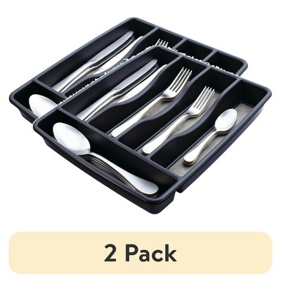 LunaLulinlk (2 pack) Rubbermaid, Silverware Organizer, Small, Black