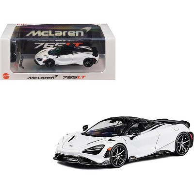 McLaren 765LT White with Black Top and Extra Wheels 1/64 Diecast Model Car by CM Models