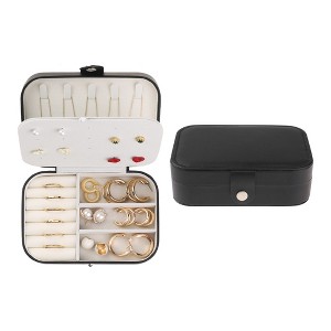 Unique Bargains Travel Small Portable PU Leather Storage Display Holder Jewelry Box for Women's Girls' Gifts - 1 of 4