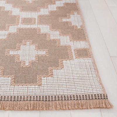 Ivory and Natural Geometric Flat Woven Wool Area Rug
