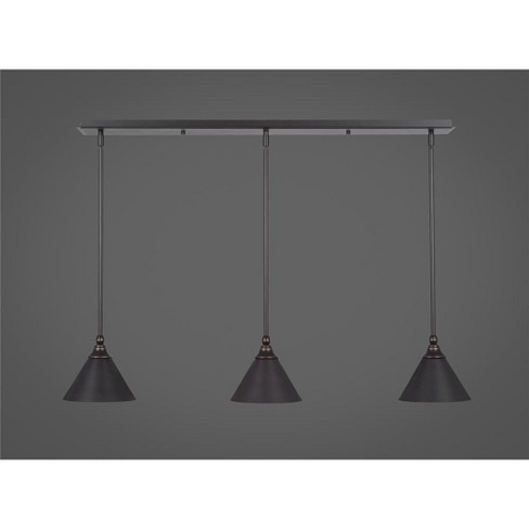 Toltec Lighting Any 3 - Light Chandelier in  Dark Granite with 7" Dark Granite Cone Metal Shade Shade - image 1 of 1