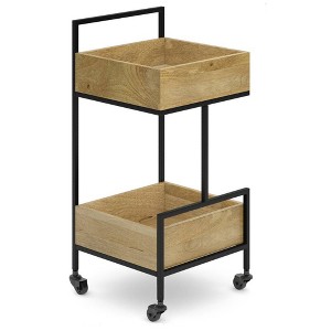 WyndenHall Felicity Bar Cart Natural : Contemporary Industrial Style, Mango Wood & Iron Frame, 33.5" Height - 1 of 4