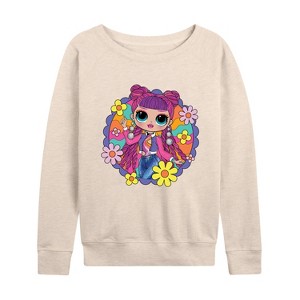 Women's - LOL Surprise! - Skater Chick w/ Flowers Lightweight French Terry Wide Neck Long Sleeve Shirt - 1 of 4