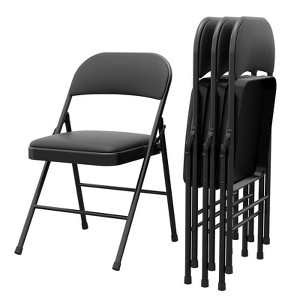 GustoWave 2 Pack Folding Chairs, Outdoor Portable Stackable Commercial Seat with Padded Cushion and Back, Metal Frame Chairs for Home, Office - 1 of 4