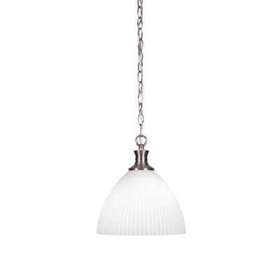 Toltec Lighting Carina 1 - Light Pendant in  Brushed Nickel with 10.75" Clear Ribbed Shade