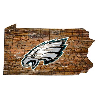 NFL Philadelphia Eagles 12" State Map Wood Sign