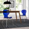 LeisureMod Oyster Dining Chair Stackable Curved Back, Chrome Base Waterfall Edge Seat, Steel Legs for Modern Home, Kitchen, and Office Set of 2 - 2 of 4