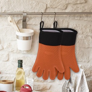 Unique Bargains Silicone Non-Slip Heat-Resistant Kitchen Oven Mitts 1 Pair - 1 of 3