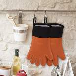 Unique Bargains Silicone Oven Mitts Heat Resistant Gloves  Pot Holders Kitchen 1 Pair